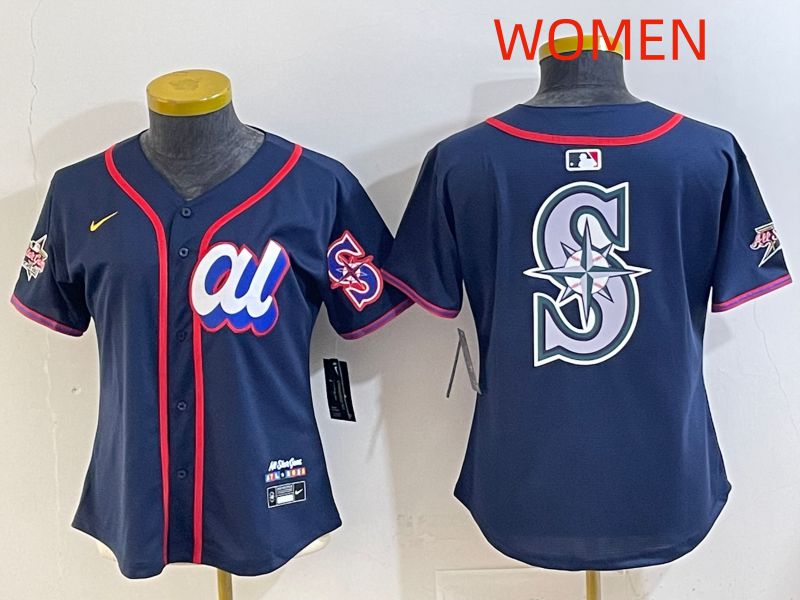 Women 2025 Seattle Mariners Blank Drak Blue All star Nike MLB Jersey style 09